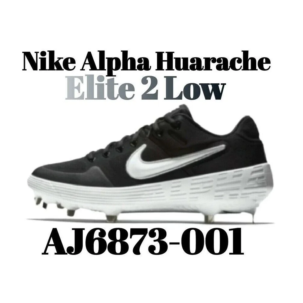 Nike Alpha Huarache Elite 2 Low Baseball Cleats Black/White AJ6873-001 7.5‎